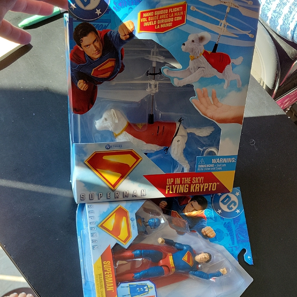 DC Comics Flying Krypto Figure - White, Red, Yellow With Superman Action Figure!